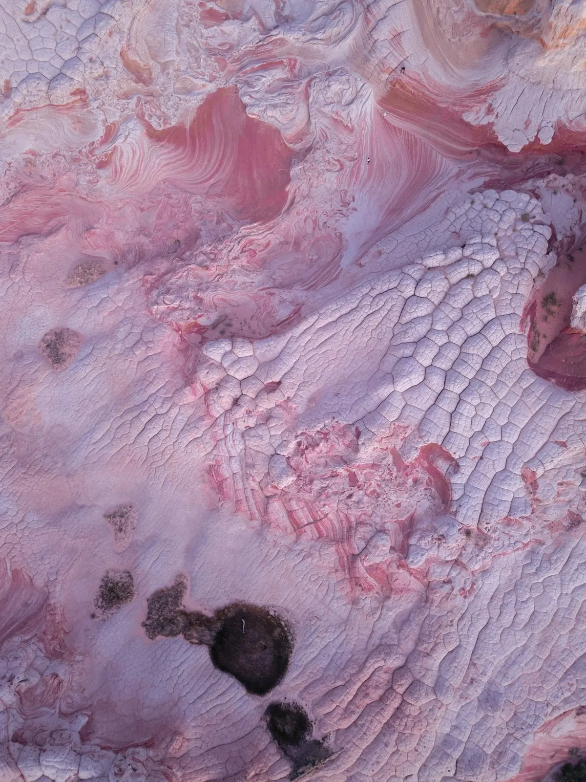 Vue aérienne de textures minérales roses